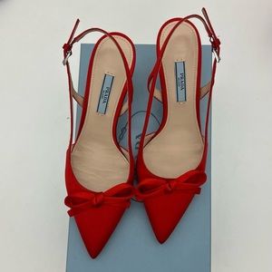 Prada Pointed Toe Satin Heels